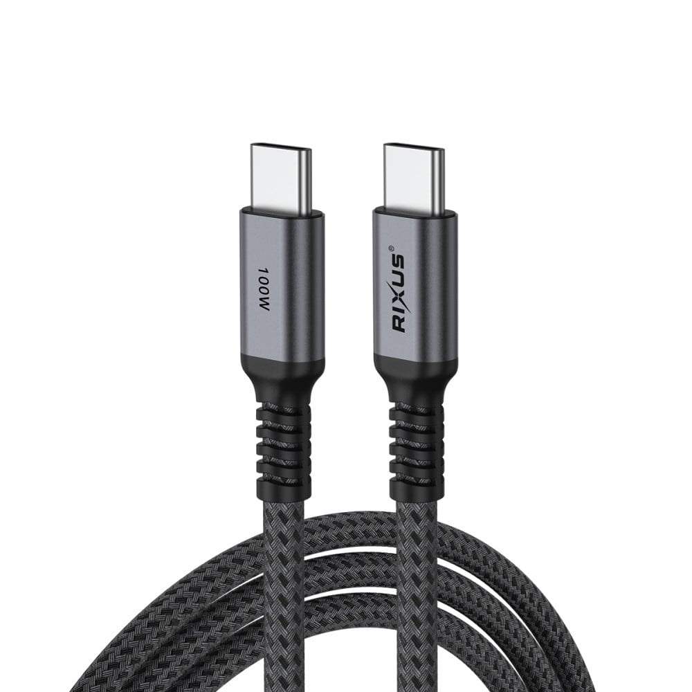 Rixus RXUC04 USB-C 2.0 To USB-C Cable 100CM 100W Space Gray