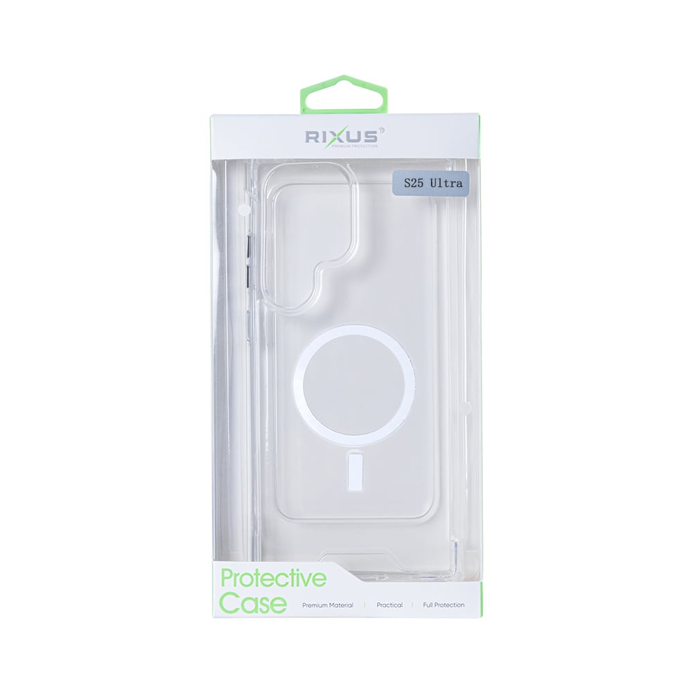 Rixus Anti-Burst Case With MagSafe For Samsung Galaxy S25 Ultra S938B Transparent