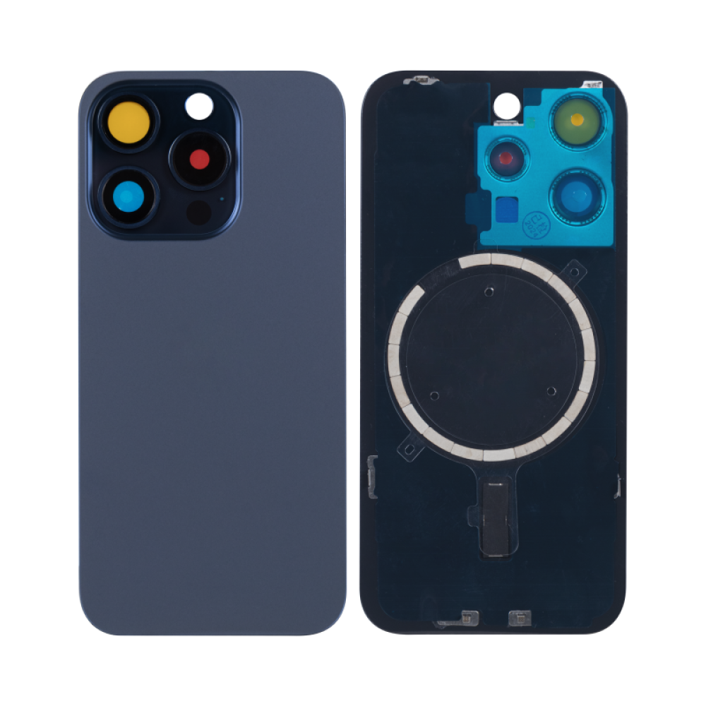 For iPhone 15 Pro Max Extra Glass Blue Titanium (Enlarged Camera Frame) (excl. Logo)