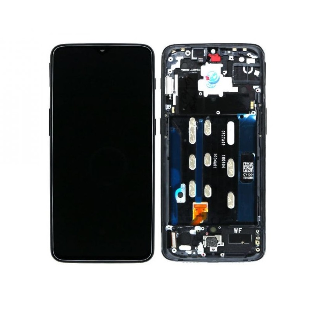 OnePlus 6T Complete Display + Frame OEM - Mirror Black