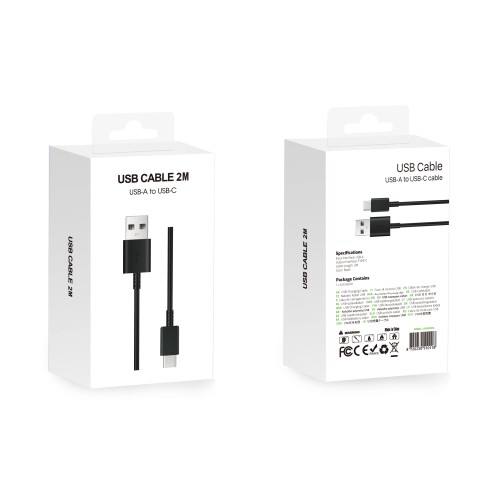 Data Cable US4002M USB-A To USB-C 200CM Black