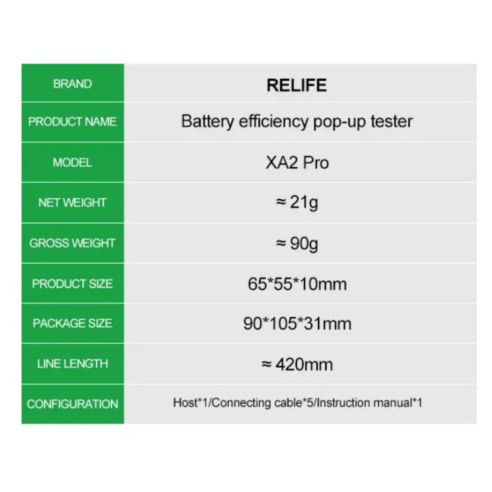 Relife Battery Efficiency Pop-Up Tester XA2 Pro