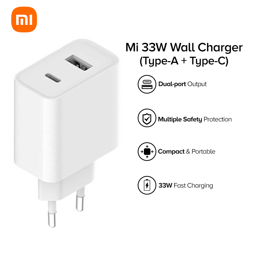 Xiaomi Mi 33W Wall Charger, 1x USB A / 1x Type-C Ports (BHR4996GL) - White