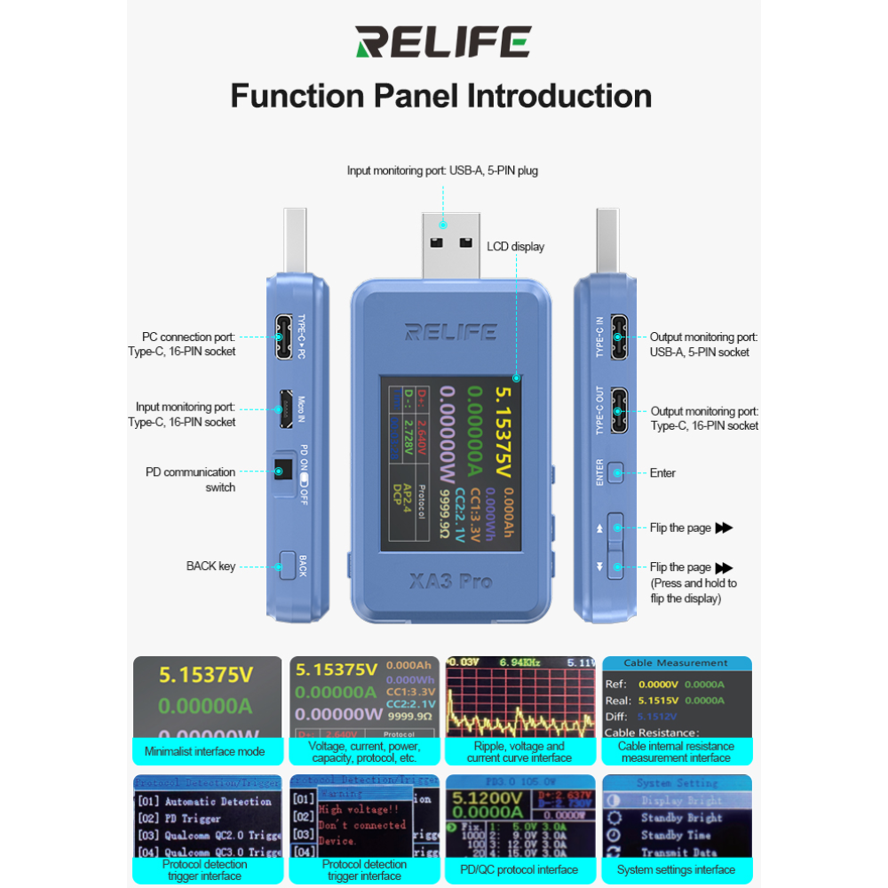 Relife XA3 Pro USB Smart Tester