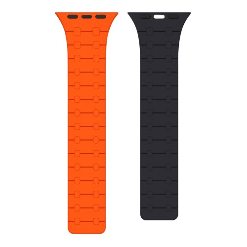 Rixus Silicone Band With Magnetic For Apple Watch 38mm, 40mm, 41mm Orange + Midnight