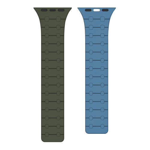 Rixus Silicone Band With Magnetic For Apple Watch 38mm, 40mm, 41mm Dark Green + Deep Blue