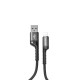 Rixus RXUC17AL Retractable Spring Cable USB-A To Lightning 100CM Black