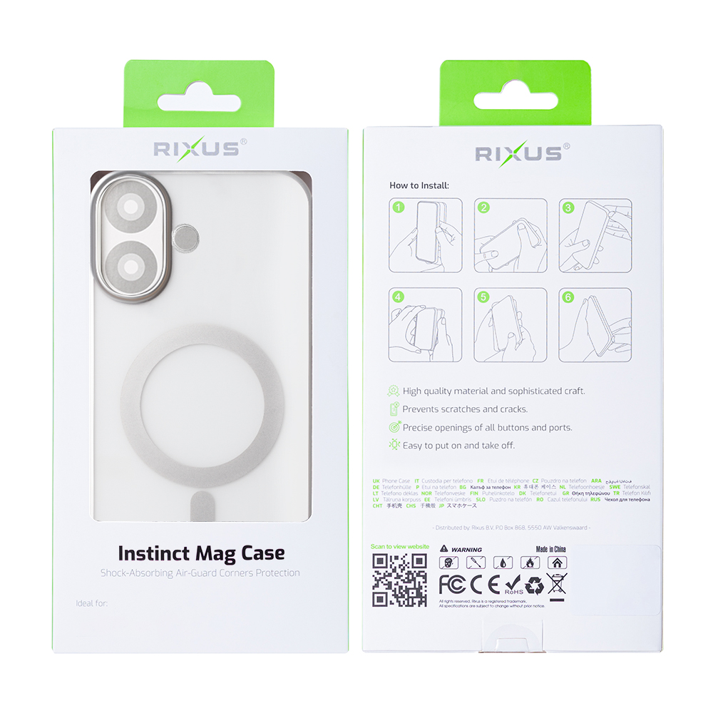 Rixus Instinct Mag Case For iPhone 16 Plus Silver