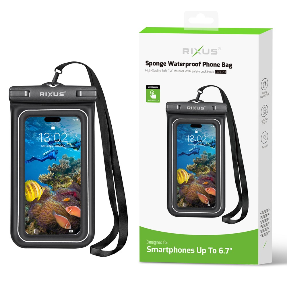 Rixus RXBG20 Sponge Waterproof Phone Bag Black