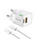 Rixus RXHC11 Wall Charger Kit With USB-C to USB-C Cable 100CM 25W