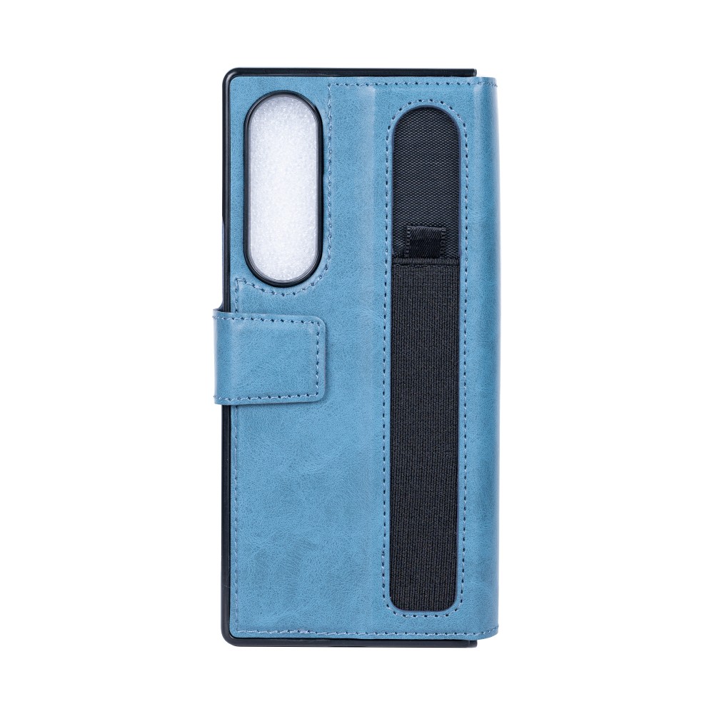 Rixus Wallet Case For Samsung Galaxy Z Fold 4 With Pen Holder Sierra Blue