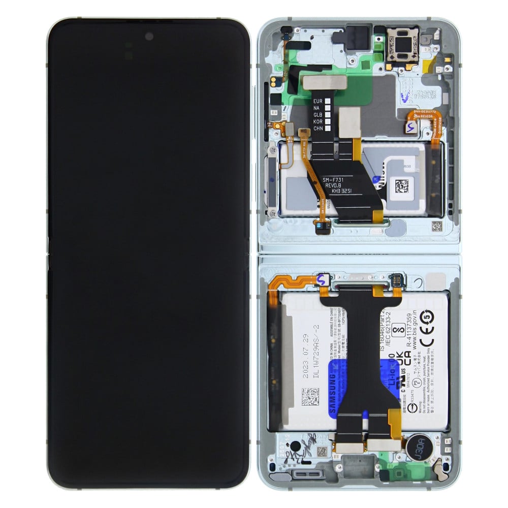 Samsung Galaxy Z Flip5 (SM-F731B) Inner Display Complete + Frame With Main & Sub Battery (GH82-31830D) - Mint