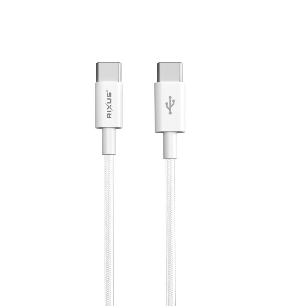 Rixus RXUC15C USB-C to USB-C Nylon Braided Cable 100CM White