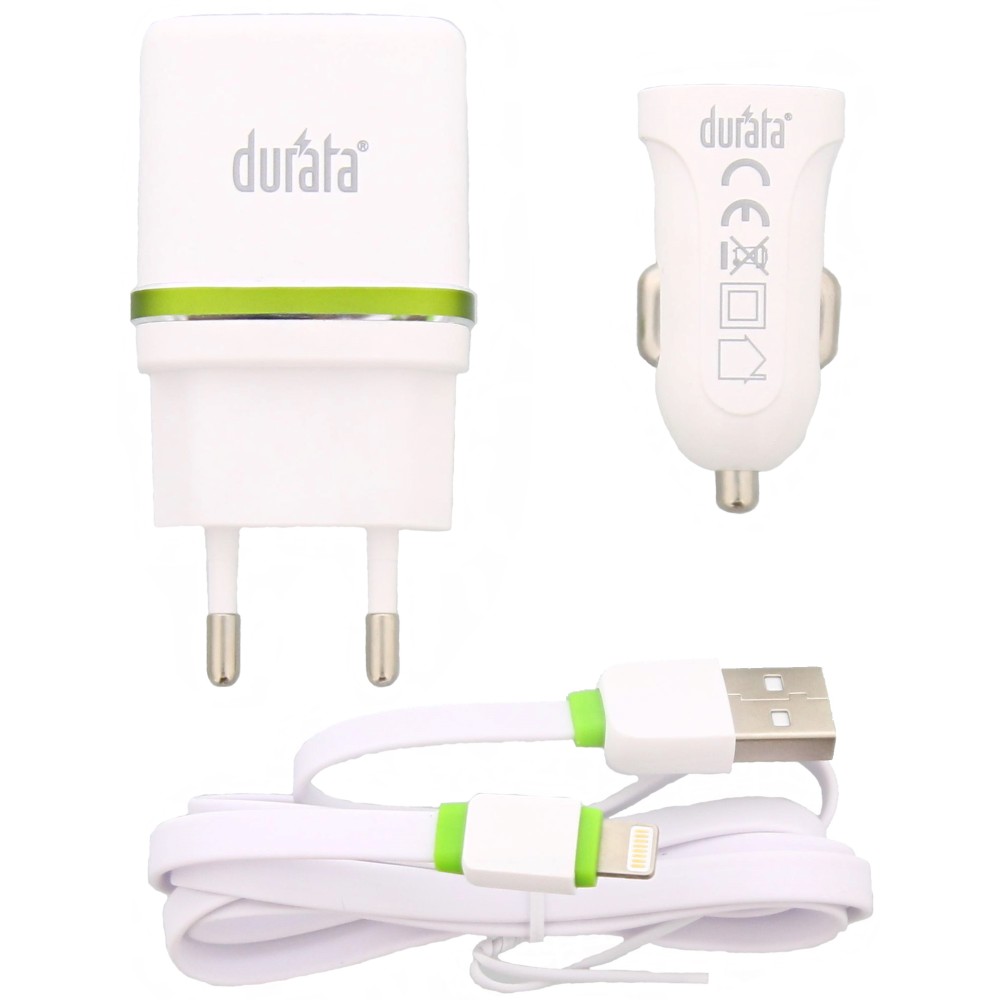 Durata 3in1 AC Adapter Car Charger USB Data Cable DRA3002