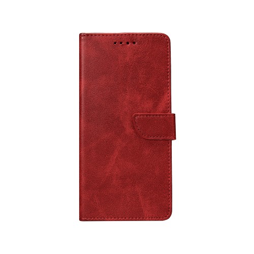 Rixus Bookcase For Samsung Galaxy S25 Plus S9360 Dark Red