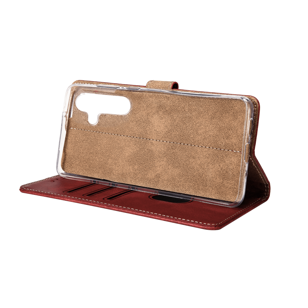 Rixus Bookcase For Samsung Galaxy A16 A165F, A16 5G A166B Dark Red