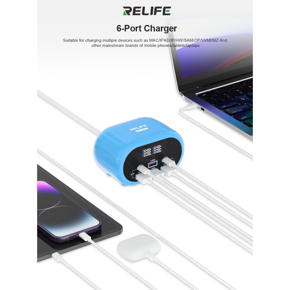 Relife RL-309U intelligent Smart 6-Port Charger