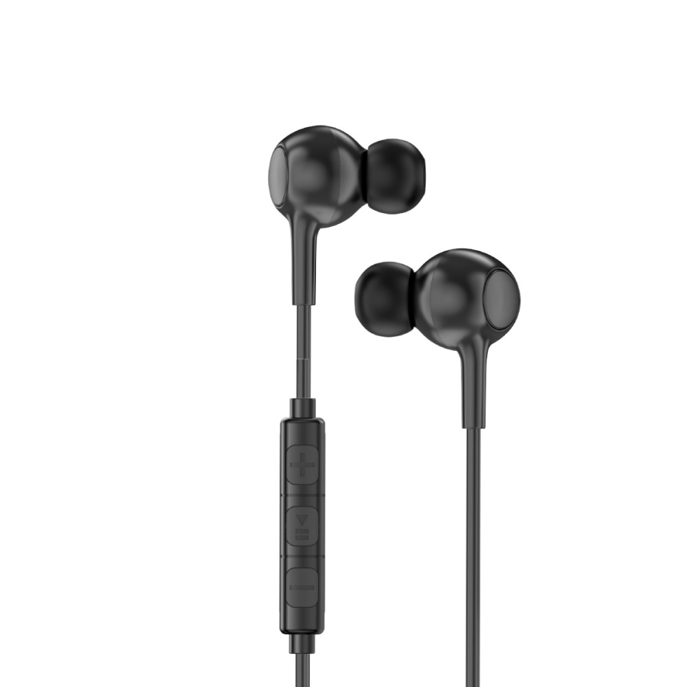 Rixus Lightning Wired Earbud Type Headphone With Microphone RXHD56L - Black