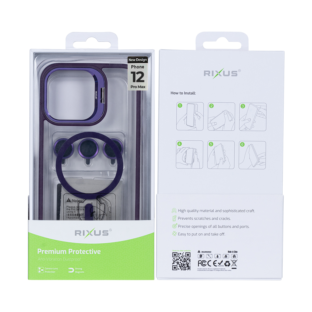 Rixus Classic 03 Case With MagSafe For iPhone 12 Pro Max Deep Purple