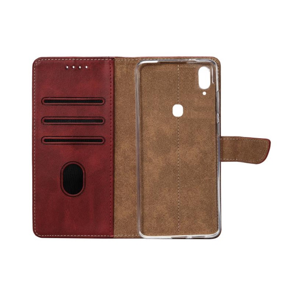 Rixus Bookcase For Samsung Galaxy A20e A202F Dark Red