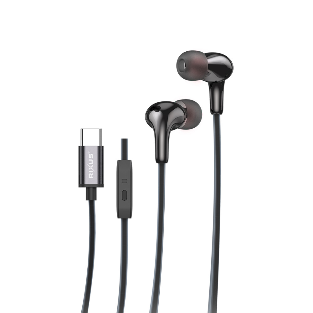 Rixus Stereo In-Ear Lightning Wired Earphone RXHD27L - Black