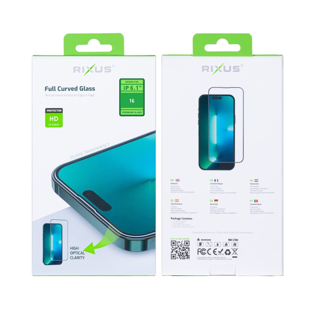 Rixus Clear HD Full Cover Tempered Glass For iPhone 16