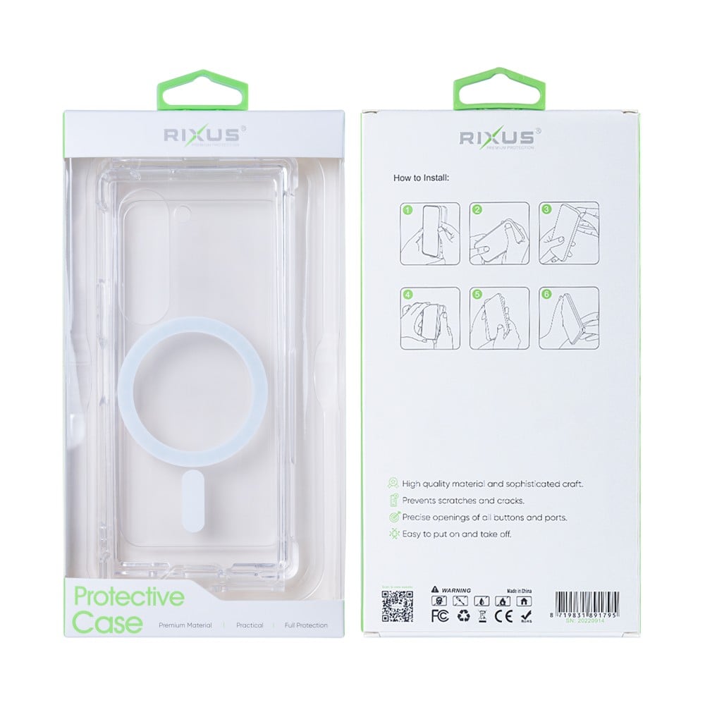 Rixus For Samsung Galaxy Z Fold6 Anti-Burst Case With MagSafe Transparent