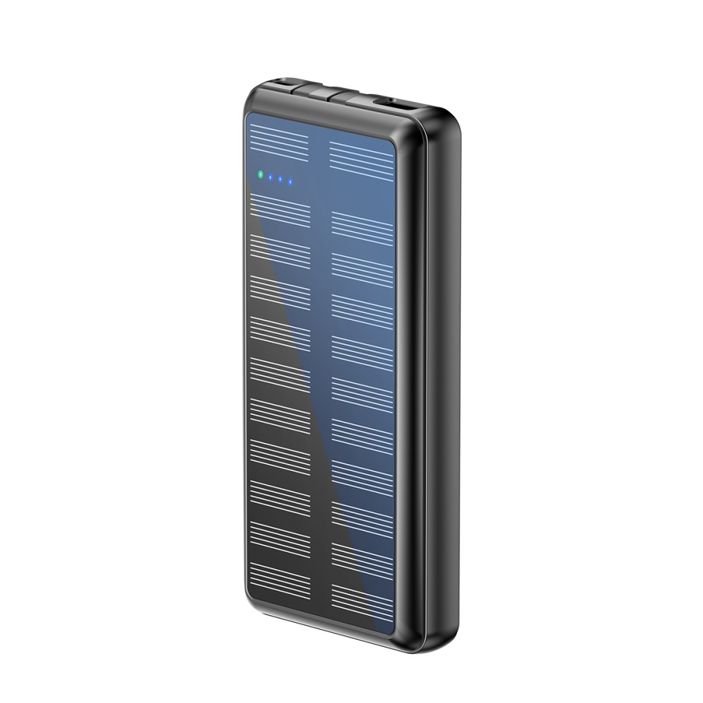 Rixus RXPB47 Solar Powerbank 20.000 mAh With Built-in Cables Black