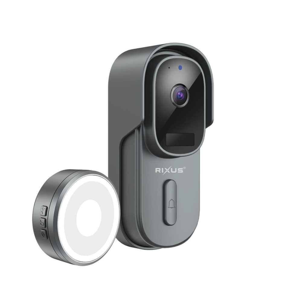 Rixus RXCM23 Wireless Battery Powered Doorbell With Camera Gray