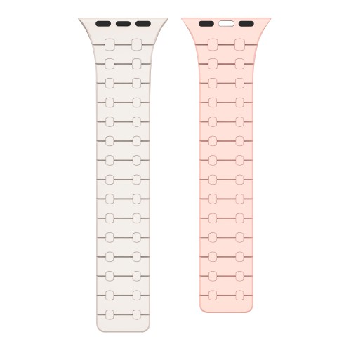 Rixus Silicone Band With Magnetic For Apple Watch 38mm, 40mm, 41mm White + Pink