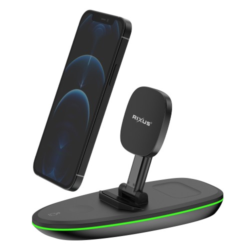 Rixus 15W 3-1 Foldable Wireless Charger Station RXWC43