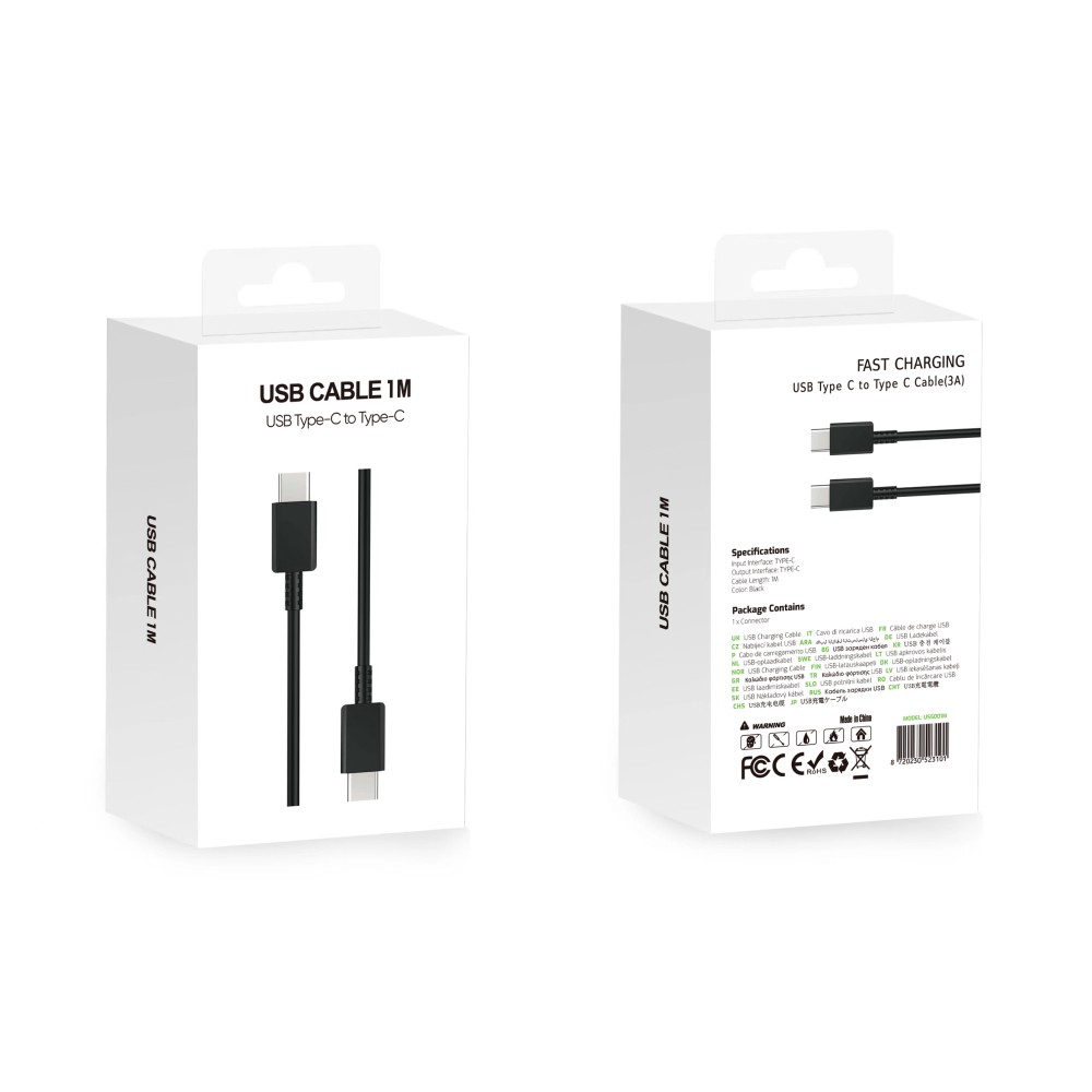 Fast Charging Cable US5001M USB-C To USB-C 100CM Black