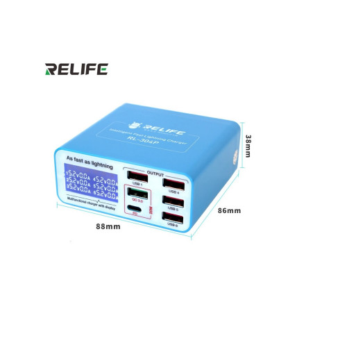 Relife RL-304P Smart 6 Port Digital Display Lightning Charger