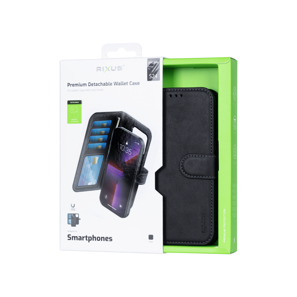 Rixus Duo Magnetic Detachable Wallet For Samsung Galaxy S24 S921B Black