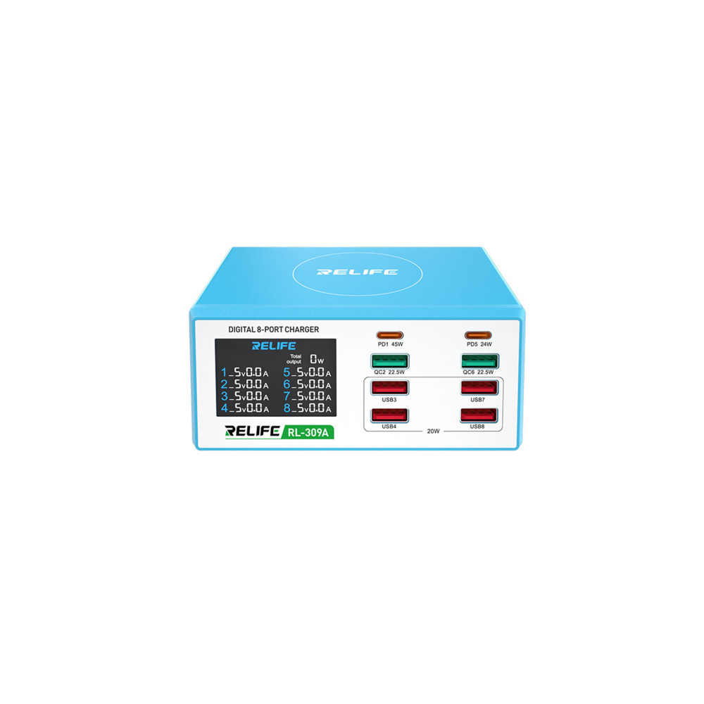 Relife RL-309A Digital Display 8 Port Charger