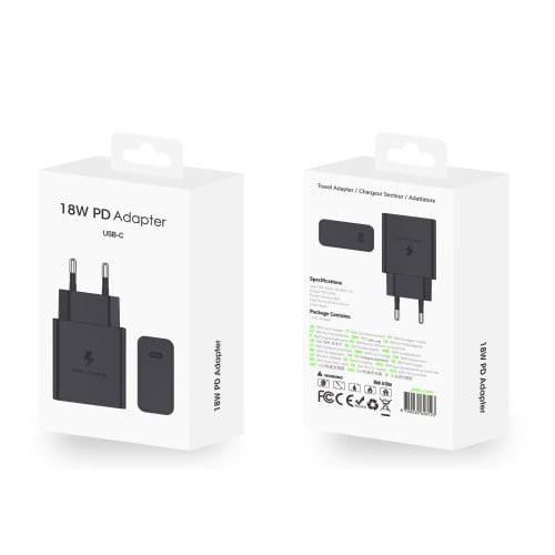 Fast Charging Travel Adapter USB-C CH18W 18W Black