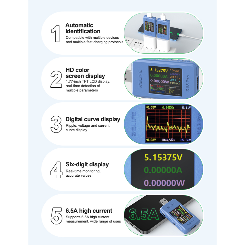 Relife XA3 Pro USB Smart Tester