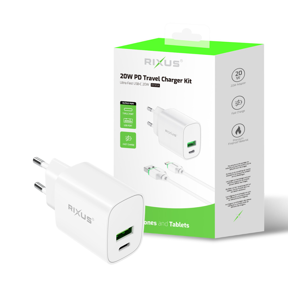 Rixus Quick Charge PD to Lightning + USB slot 20W RX90A