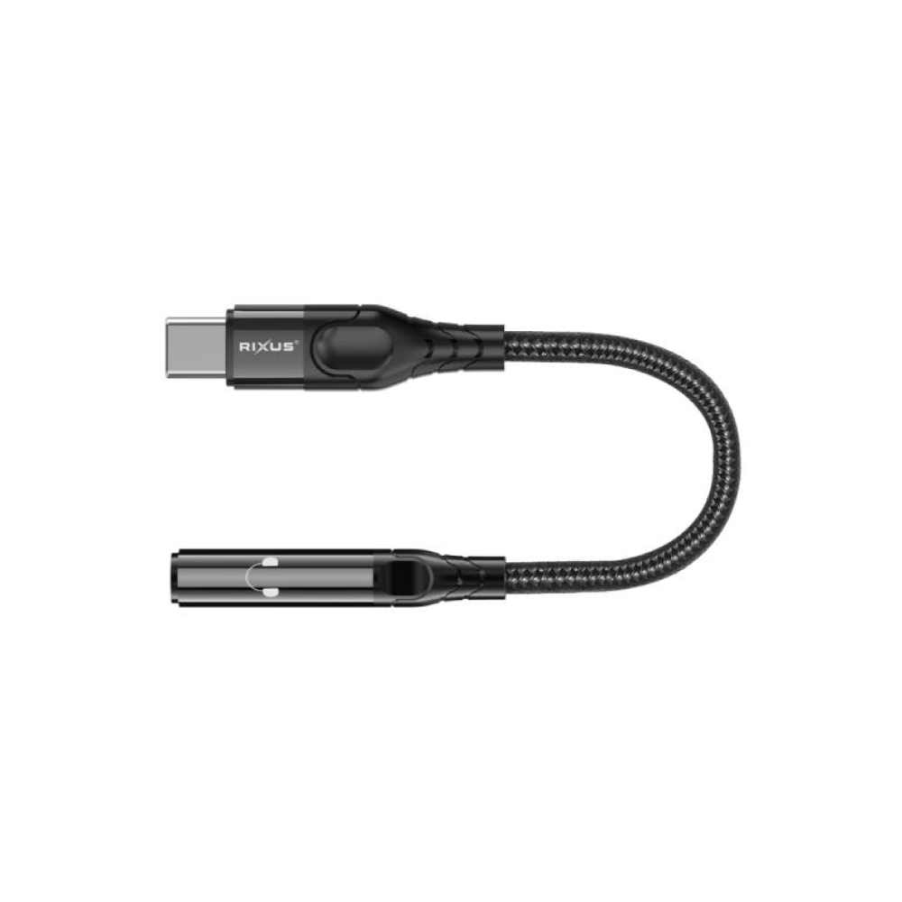 Rixus RXMU36C USB-C to 3.5mm Audio Adapter Female 10CM Black